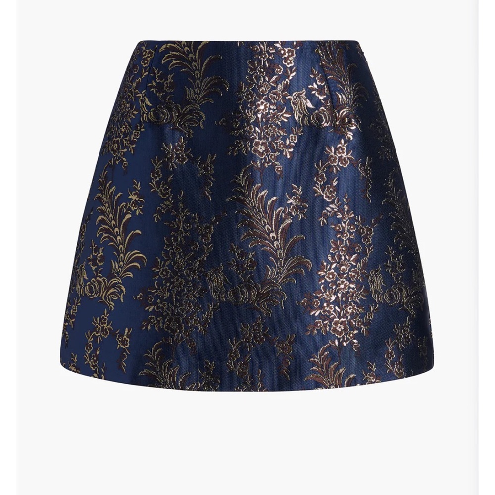 Hill House Navy and Gold A-Line Skirt